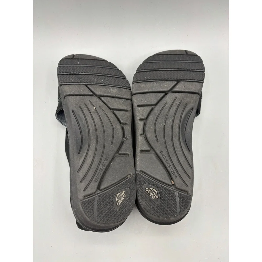 Abeo‎ BIO System Black Nubuck Leather Wedge Sandals Womens 8 N Orthotic  Comfort